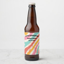 Etiqueta Para Botella De Cerveza Boda Minimalista colorido