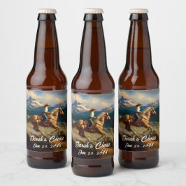 Etiqueta Para Botella De Cerveza Boda Occidental de Vaqueros y Caballos de Palomino