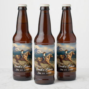 Etiqueta Para Botella De Cerveza Boda Occidental de Vaqueros y Caballos de Palomino