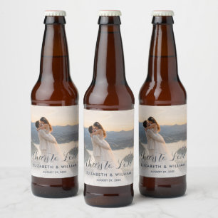 Etiqueta Para Botella De Cerveza Boda personalizada con lunares dorados y azules