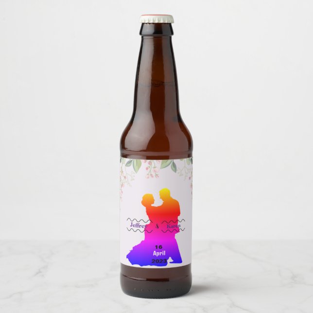 Etiqueta Para Botella De Cerveza Boda púrpura (Anverso)