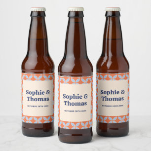 Etiqueta Para Botella De Cerveza Boda Retro de Mediados de Siglo