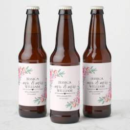 Etiqueta Para Botella De Cerveza Boda rosa floral