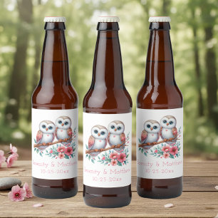 Etiqueta Para Botella De Cerveza Boda Rústica Boho de Bosque de Búhos