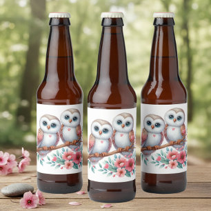 Etiqueta Para Botella De Cerveza Boda Rústica Boho de Bosque de Búhos