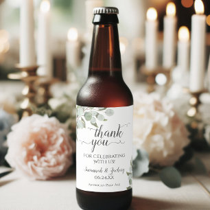 Etiqueta Para Botella De Cerveza Boda Rústico De La Moda Del Boho Eucalipto Gracias