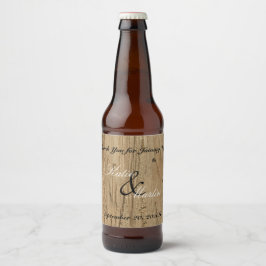 Etiqueta Para Botella De Cerveza Boda Rústico Gracias Brown Woodgrain Nature