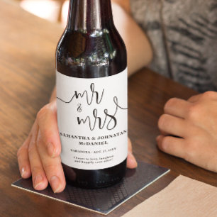 Etiqueta Para Botella De Cerveza Boda simple Minimalista de Cheers