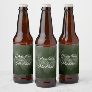 Etiqueta Para Botella De Cerveza Boda verde elegante de primavera de la hoja verde