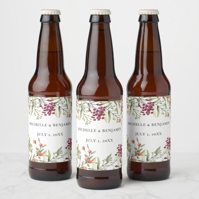 Etiqueta Para Botella De Cerveza Boda Wildflower Meadow (Botellas)
