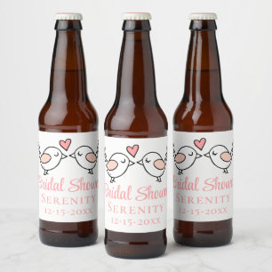 Etiqueta Para Botella De Cerveza Bodas Amor Pájaros Rosados Lovebirds Despedida de