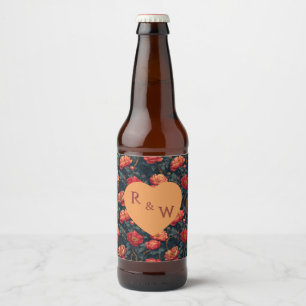 Etiqueta Para Botella De Cerveza Bodas de Campo de Fantasía de Peonías Chic