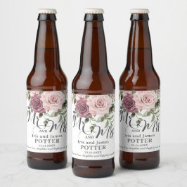 Etiqueta Para Botella De Cerveza Boho Cinnamon Rosa Rubor Boda Floral Rosa