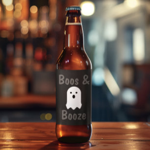 Etiqueta Para Botella De Cerveza Boos y Booze Halloween