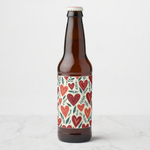 Etiqueta Para Botella De Cerveza botella de cerveza de patrón cardíaco.