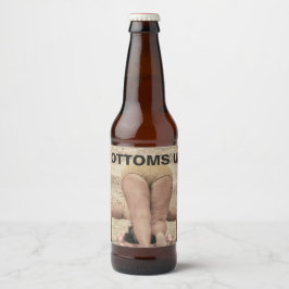 Etiqueta Para Botella De Cerveza Bottoms Up Retro Bikini Underbeach Humor
