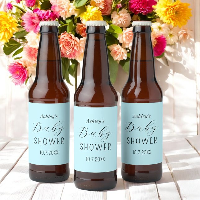 Etiqueta Para Botella De Cerveza Boy Baby Shower Blue Elegant (Subido por el creador)