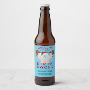 Etiqueta Para Botella De Cerveza Brew casero del navidad del Weightlifter divertido