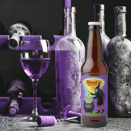 Etiqueta Para Botella De Cerveza Bruja de Halloween