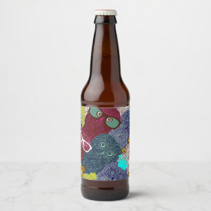 Etiqueta Para Botella De Cerveza Búho en la corona