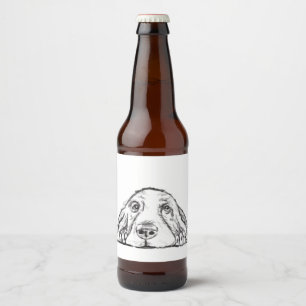 Etiqueta Para Botella De Cerveza cachorro de ojos simples negro y blanco de basset