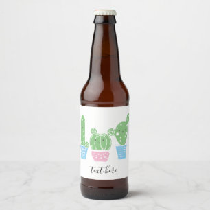 Etiqueta Para Botella De Cerveza cactus, suculenta, linda fiesta de arte, mexicana,