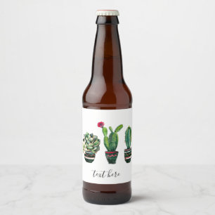 Etiqueta Para Botella De Cerveza cactus, suculento, acuarela, fiesta, mexicano,