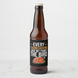 Etiqueta Para Botella De Cerveza Cada Día de Acción de Gracias Le Doy El Pájaro A M