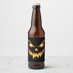 Etiqueta Para Botella De Cerveza Calabaza asustada Jack O Lantern Face Halloween