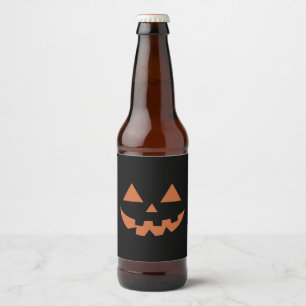 Etiqueta Para Botella De Cerveza Calabaza de Halloween con la cara de Jack O' Lante