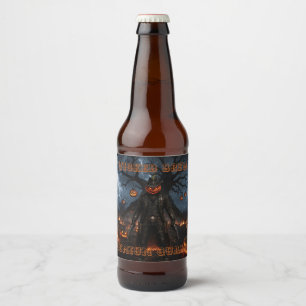 Etiqueta Para Botella De Cerveza Calabaza espeluznante de Halloween Sheriff Vaquero
