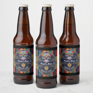 Etiqueta Para Botella De Cerveza Calavera de azúcar personalizado Cinco de Mayo