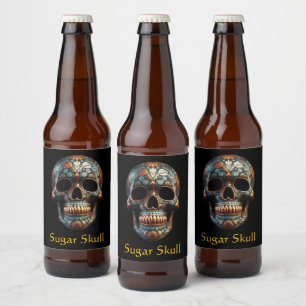 Etiqueta Para Botella De Cerveza Calavera de oro turquesa personalizada Día de los