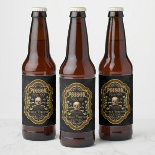 Etiqueta Para Botella De Cerveza Calavera de veneno vintage: Apothecary Halloween