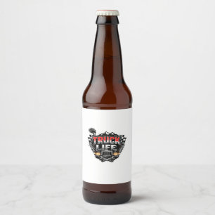 Etiqueta Para Botella De Cerveza Camioneta Vida Grunge Distorsionada Rojo Cromo Gor