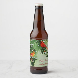 Etiqueta Para Botella De Cerveza Cardenales rojos del norte macho y hembra