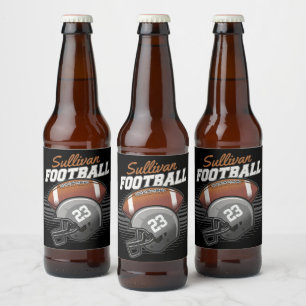 Etiqueta Para Botella De Cerveza Casco de fútbol con número de jugador personalizad