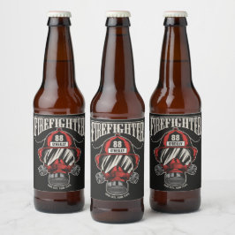 Etiqueta Para Botella De Cerveza Casco del departamento de bomberos personalizado p
