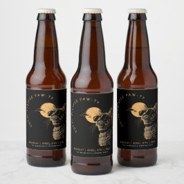 Etiqueta Para Botella De Cerveza Cat 2024 Fiesta de visualización de eclipse solar 