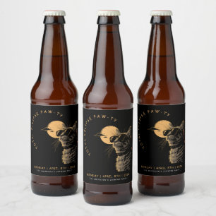 Etiqueta Para Botella De Cerveza Cat 2024 Fiesta de visualización de eclipse solar 