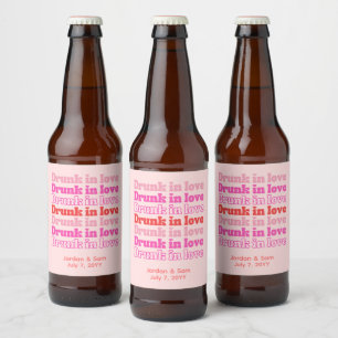 Etiqueta Para Botella De Cerveza Cena de Ensayo Retro Rosa Borracho en Amor