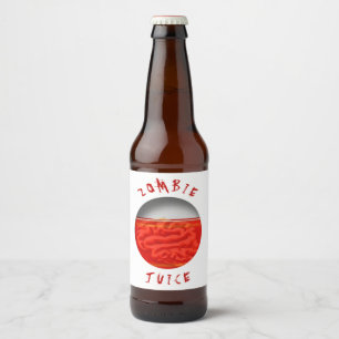 Etiqueta Para Botella De Cerveza Cerebros divertidos del jugo del zombi de