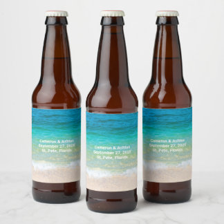 Etiqueta Para Botella De Cerveza Cerveza Boda de Agua Verde Azul Tropical