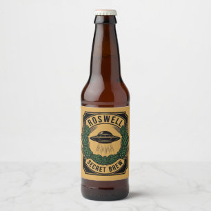 Etiqueta Para Botella De Cerveza Cerveza Secreta Vintage OVNI Roswell
