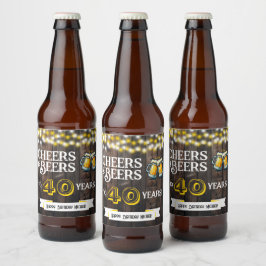 Etiqueta Para Botella De Cerveza Cheers and Beers to 40 Years Rustic Birthday