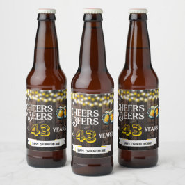 Etiqueta Para Botella De Cerveza Cheers and Beers to 43 Years Rustic Birthday