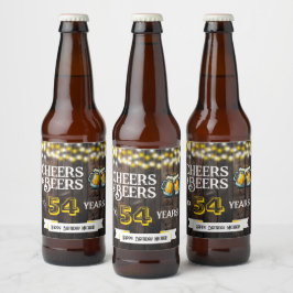 Etiqueta Para Botella De Cerveza Cheers and Beers to 54 Years Rustic Birthday