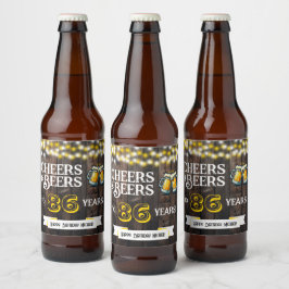 Etiqueta Para Botella De Cerveza Cheers and Beers to 86 Years Rustic Birthday 