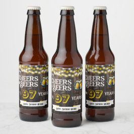 Etiqueta Para Botella De Cerveza Cheers and Beers to 97 Years Rustic Birthday