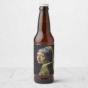 Etiqueta Para Botella De Cerveza Chica Con Una Parodia De Bella Artes De Fresas